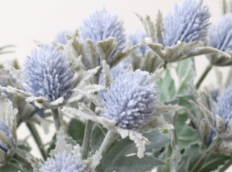 TBUY ROSE 3 Pack Artificial Thistle Flowers Eryngiums Faux Plants Floral Tree Picks Christmas Greenery Picks and Sprays for Garden Wedding Prom Party Bouquet Floral Arrangement (Blue) - Image 4